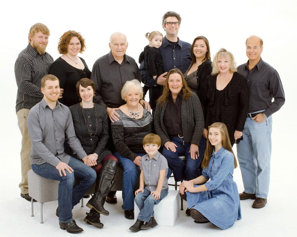Family portrait on white